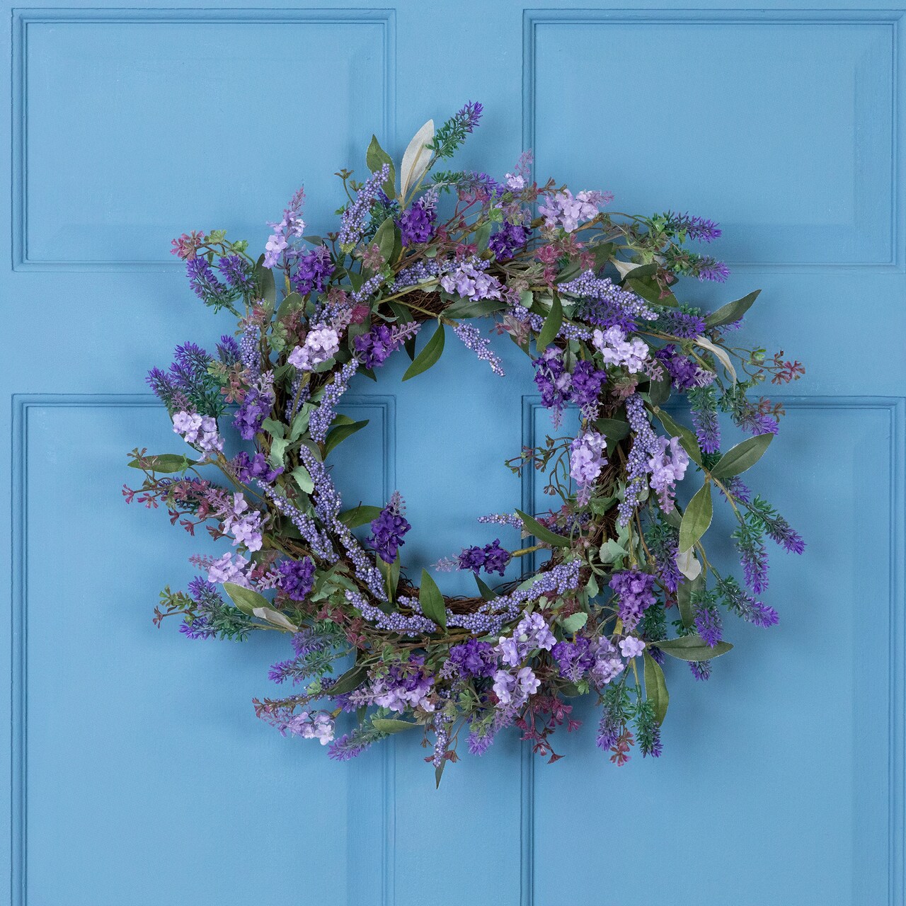 Northlight Lavender Artificial Spring Floral Wreath, Purple and Green - 18-Inch